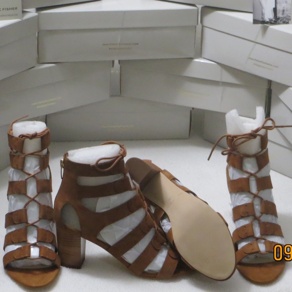 marc fisher women patsey brown suede leather heels
